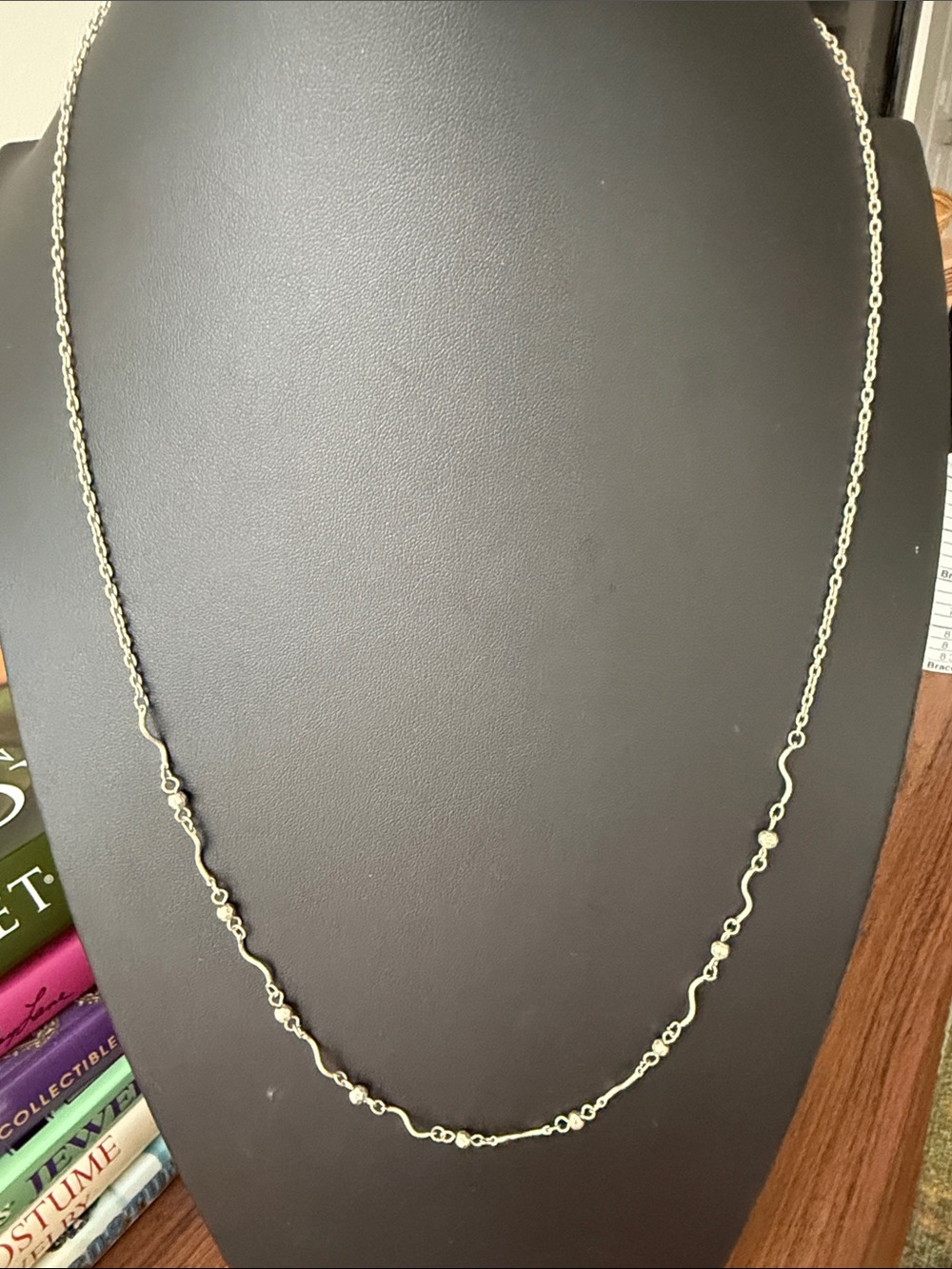 NWT Silver Tone Scalloped Chain with Round Beads. Made in Korea.